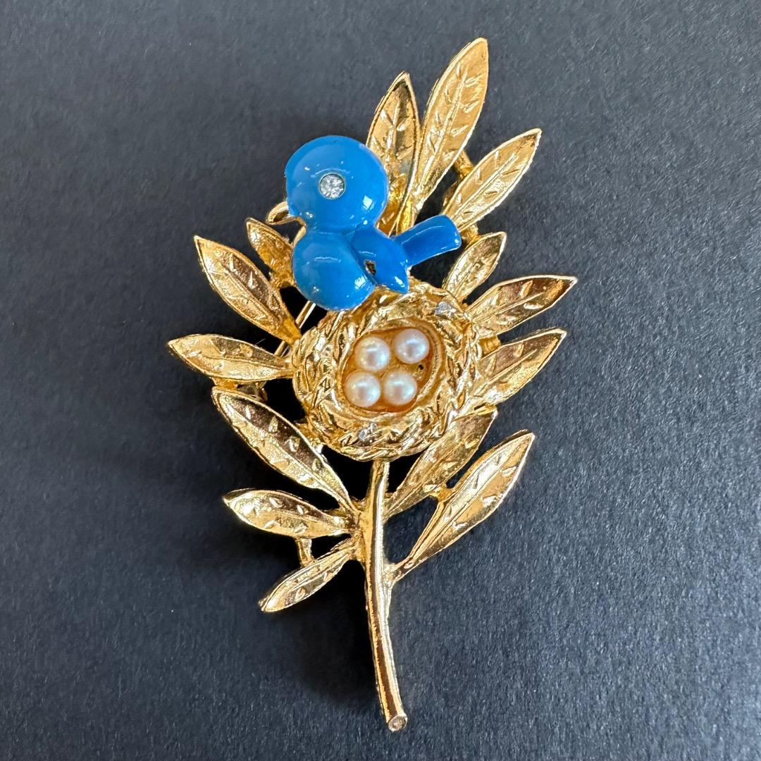 TRIFARI トリファリ ブローチ 青い鳥 しあわせの青い鳥 米国 ブルー