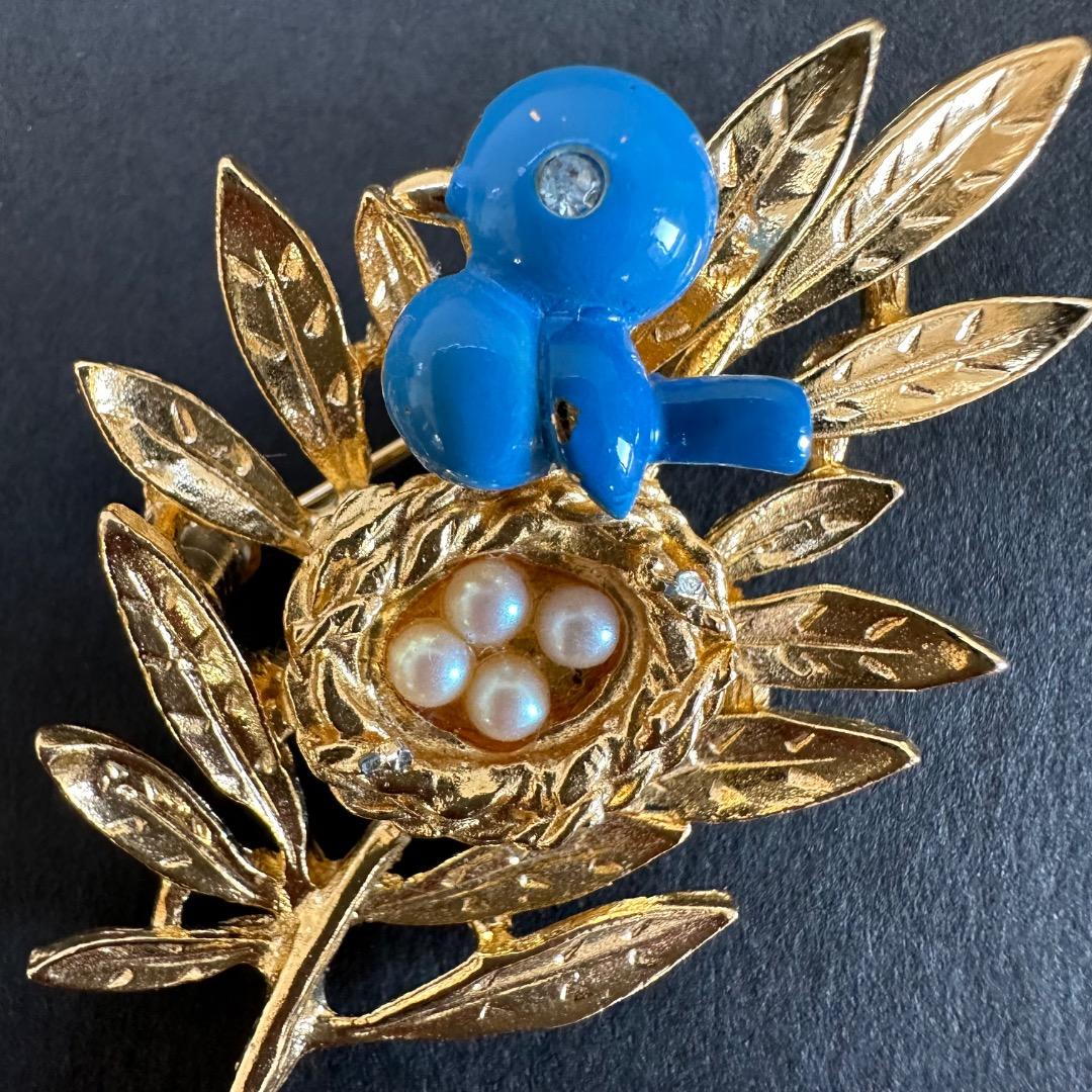 TRIFARI トリファリ ブローチ 青い鳥 しあわせの青い鳥 米国 ブルー