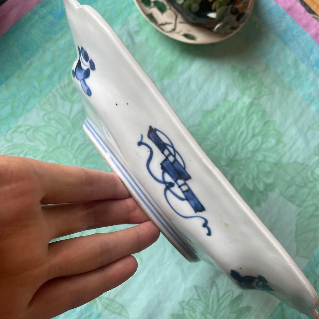 江戸期　古伊万里　染付　変形角皿　飾り皿