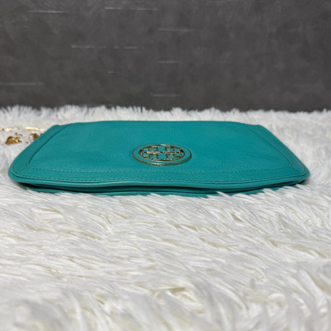 美品⭐︎トリーバーチ ショルダーバッグ　パーティ　チェーン　保存袋付き　ターコイズ