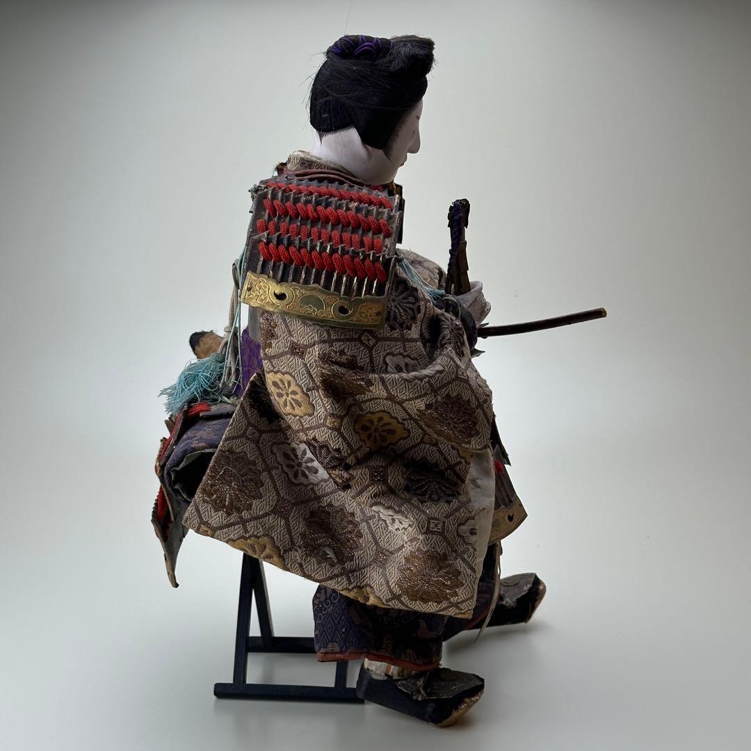 幕末〜明治 武者人形 鎧武者座り人形 高さ約40cm 古美術・骨董