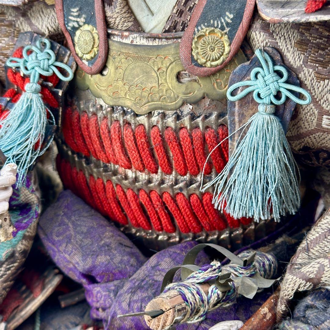 幕末〜明治 武者人形 鎧武者座り人形 高さ約40cm 古美術・骨董