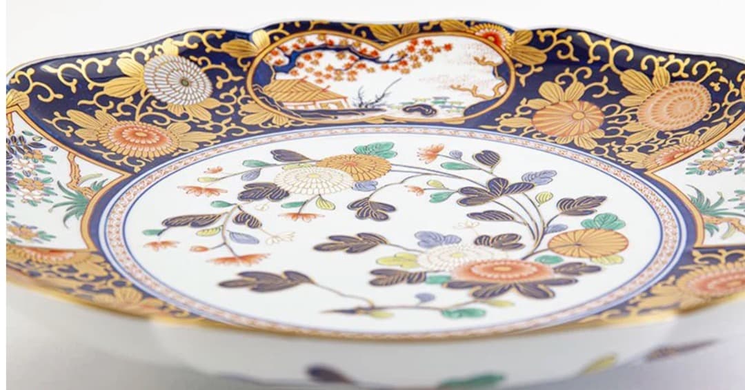 再値下げ 新品 有田焼 琳派古伊万里様式 盛皿 木箱入 直径31cm 其泉窯