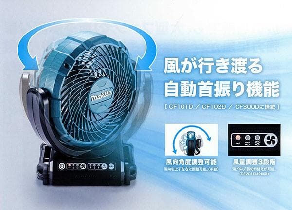 マキタ 充電式ファン CF102DZ (首振り機能付き) 新品 コードレス扇風機