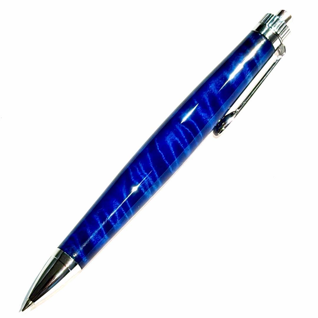 木軸ペン ラッカー仕上げ 楽器 ギター 青 栃 極上杢