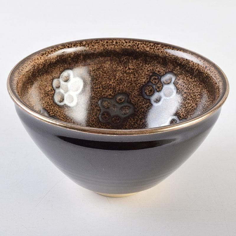 茶道具 京焼 万代草山造 梅花銅覆天目茶碗 清水公照極め箱 C R9538