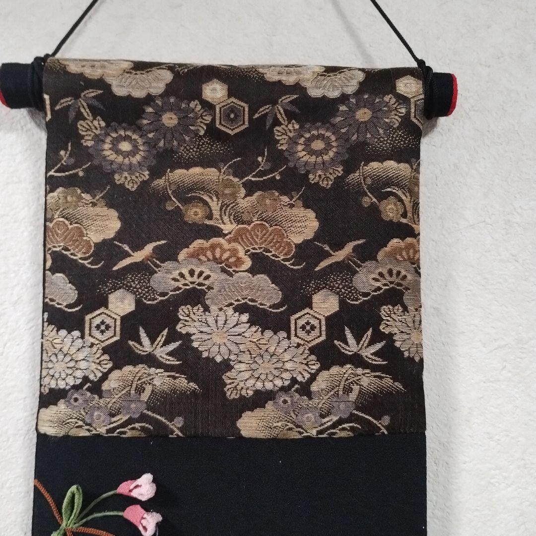 つまみ桜とすが糸のお雛様・押し絵・古布・タペストリー・ハンドメイド・（2）