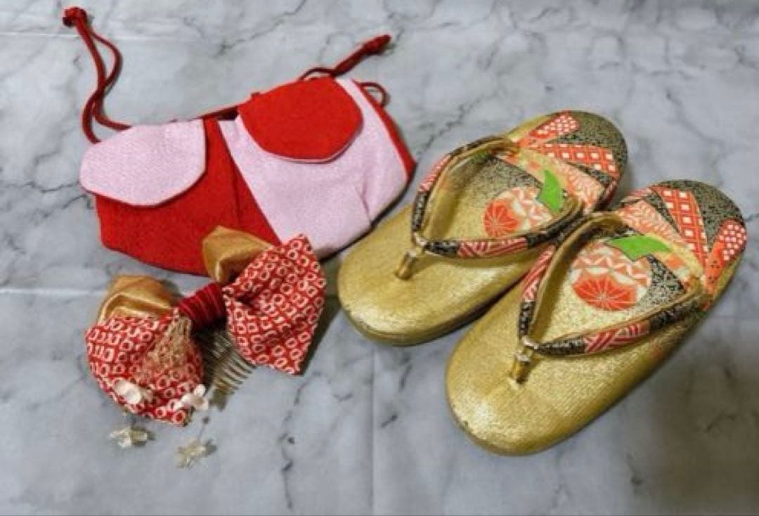 七五三　3歳　被布コートセット　鹿の子柄　絞り風