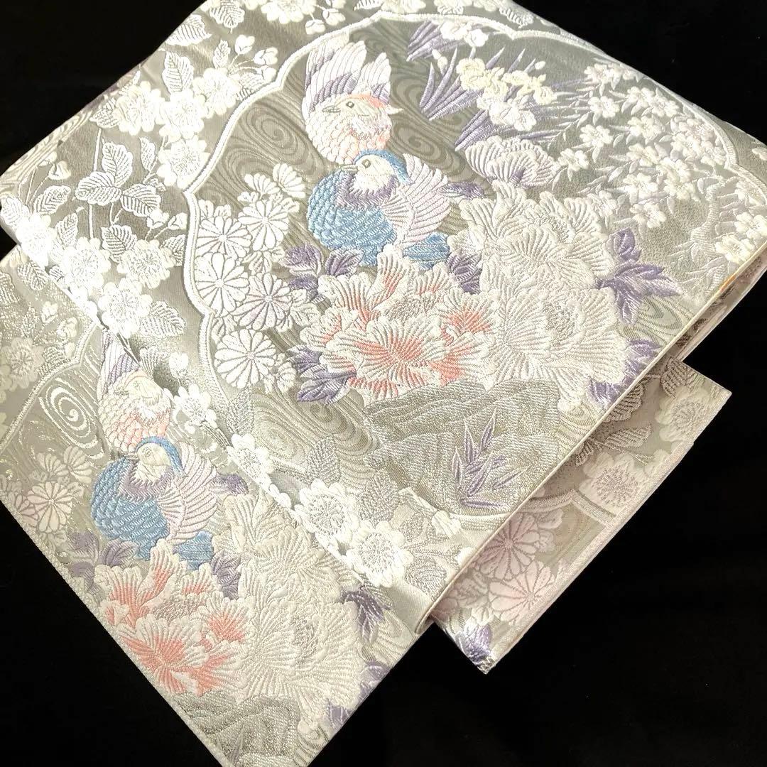 袋帯 作り帯 マジックテープ 二重太鼓 ワンタッチ 付け帯 プラチナ箔