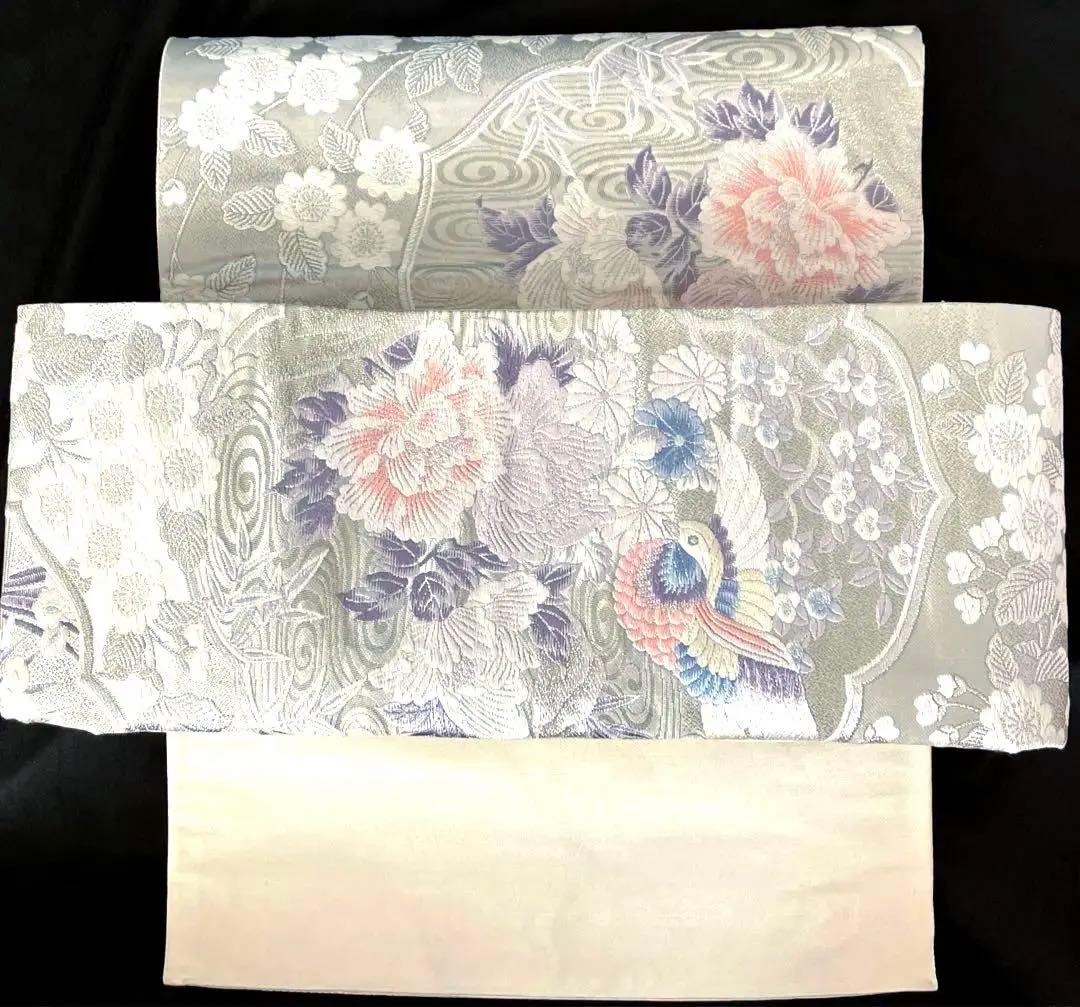 袋帯 作り帯 マジックテープ 二重太鼓 ワンタッチ 付け帯 プラチナ箔