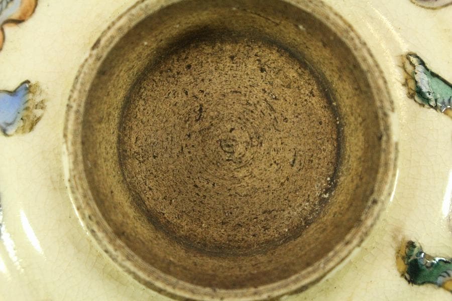 茶道具 古い 九谷 色絵 獅子紋 茶碗(LC728)