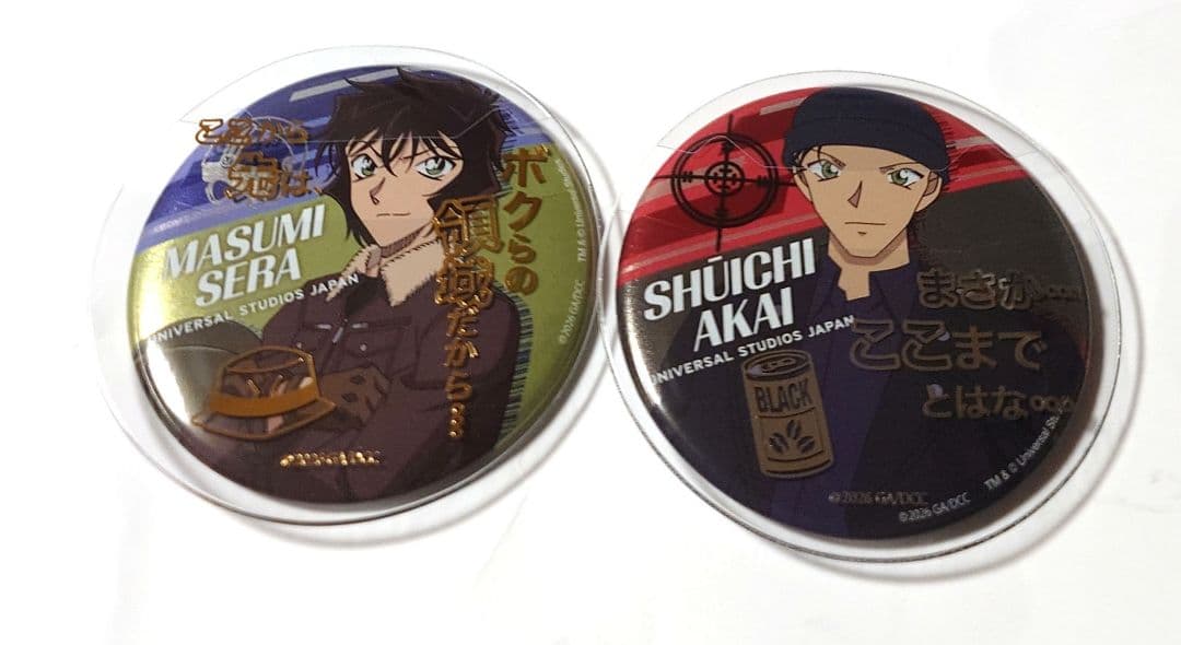 新品】USJクールジャパン2026 名探偵コナン缶バッジ『赤井秀一&世良