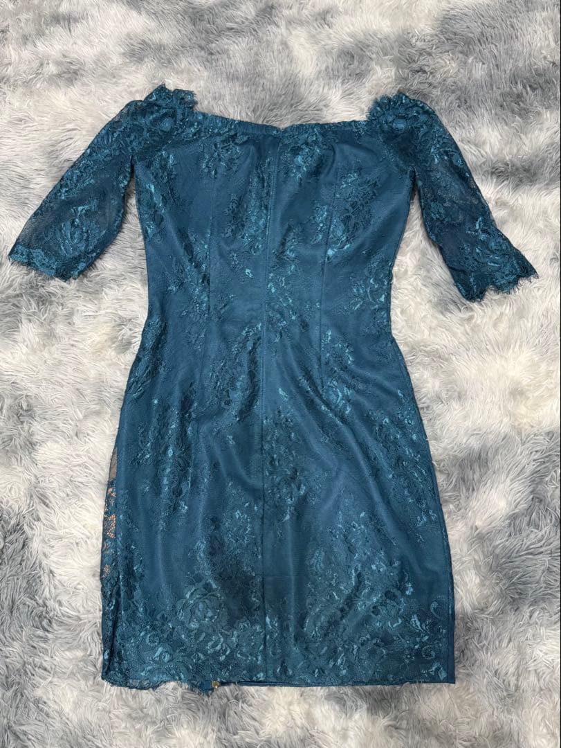 Robe de Fleurs Glossy ティールブルー ミニドレス M