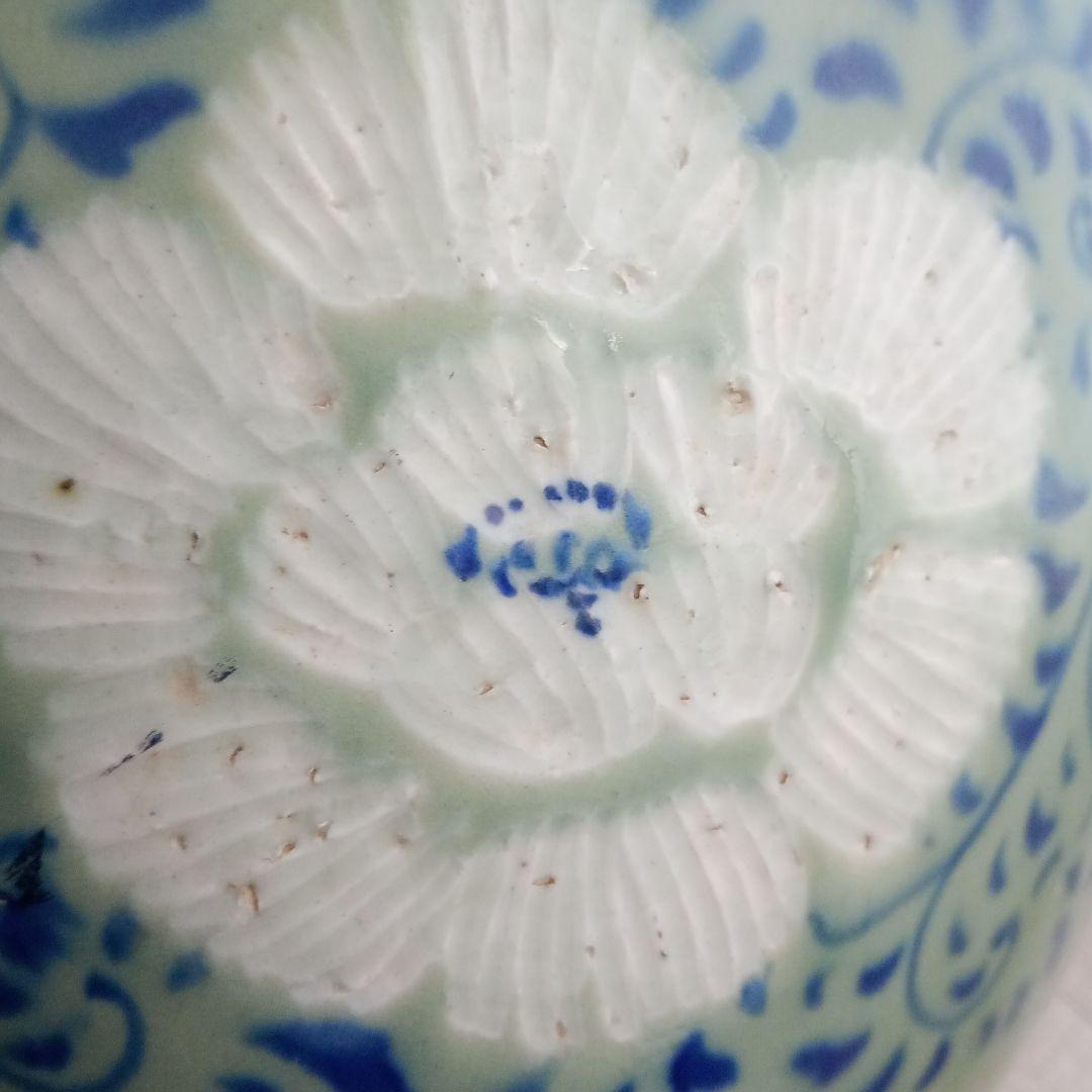 骨董　火鉢　陶器　睡蓮鉢　五徳付き