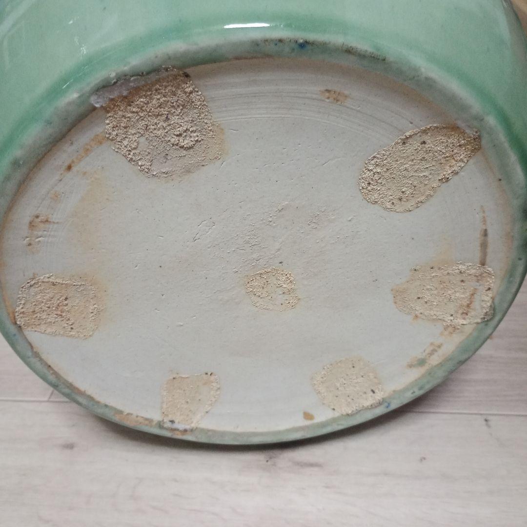 骨董　火鉢　陶器　睡蓮鉢　五徳付き