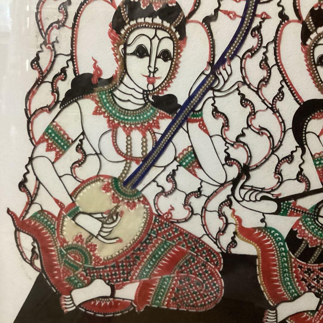 インドネシア 民芸品 布製カロチャ刺繍調 リシェリュ風カットワーク 木