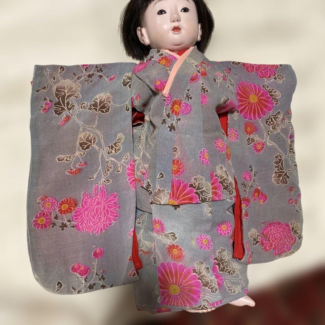 市松人形用着物 江戸縮緬 12号 43cm位 長襦袢付き 日本人形 工芸品