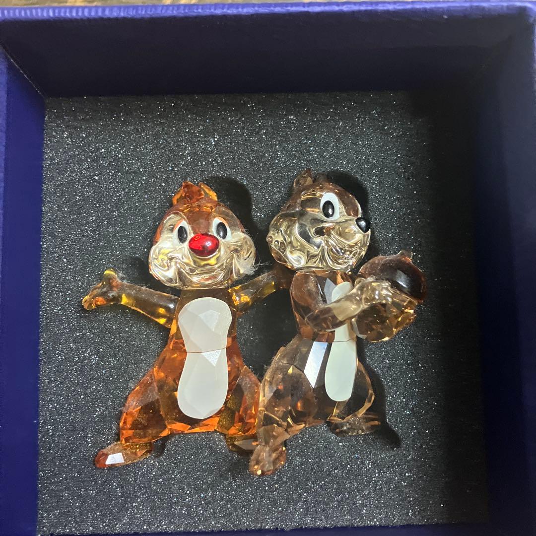 SWAROVSKI Disneyチップとデール ガラスフィギュア