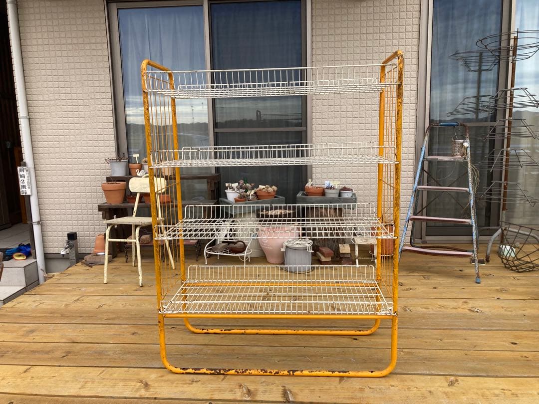 昭和レトロ ワイヤーラック4段仕様 店舗什器 ガーデニング シャビー