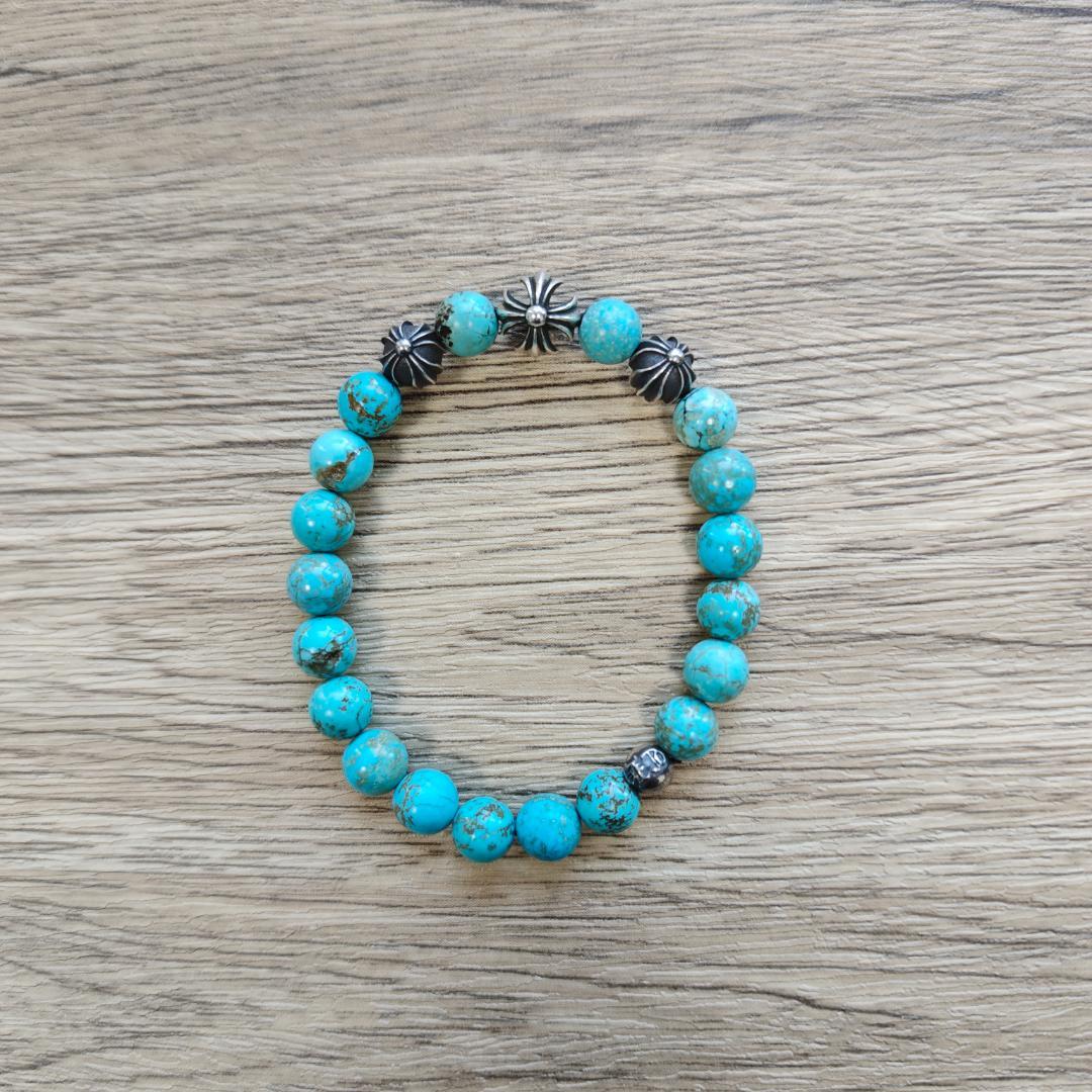 Chrome Hearts ビーズ ブレスレット クロスボール 天然石 CHROME