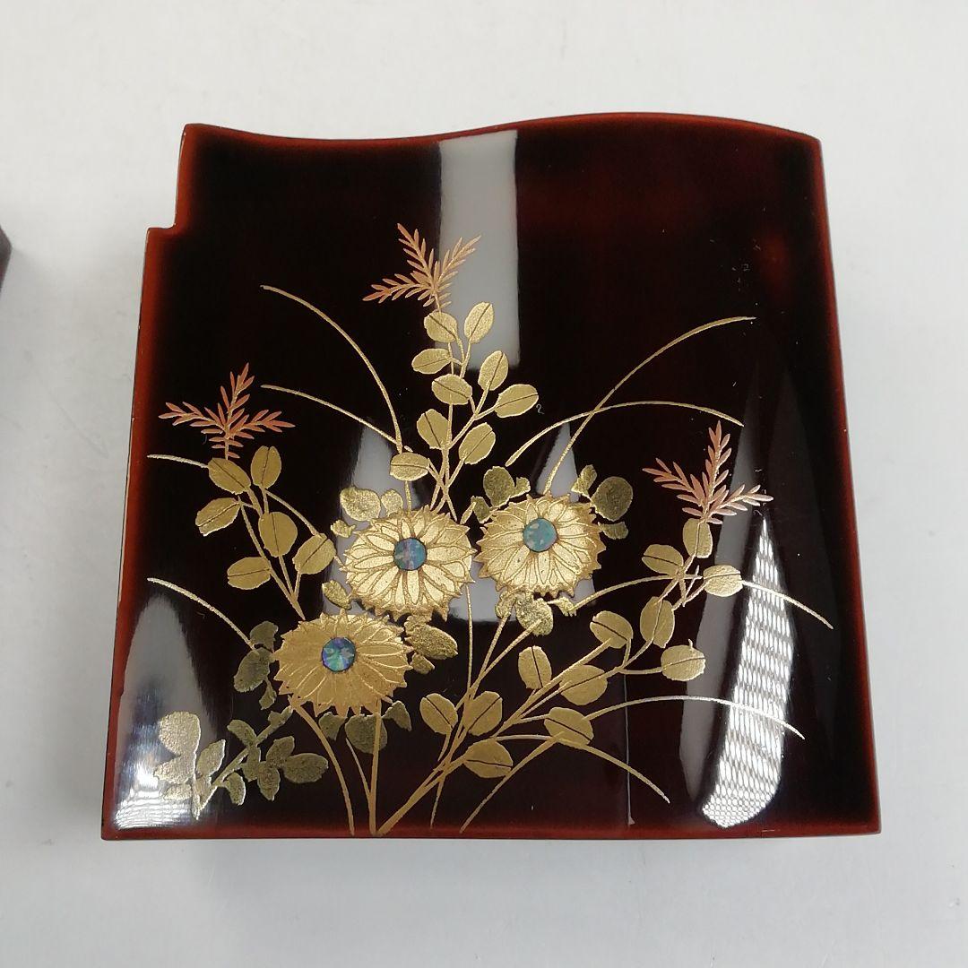 T934 香合 『秋野蒔絵』『瓦香合』『新谷漆峯 作』 共箱 茶道具