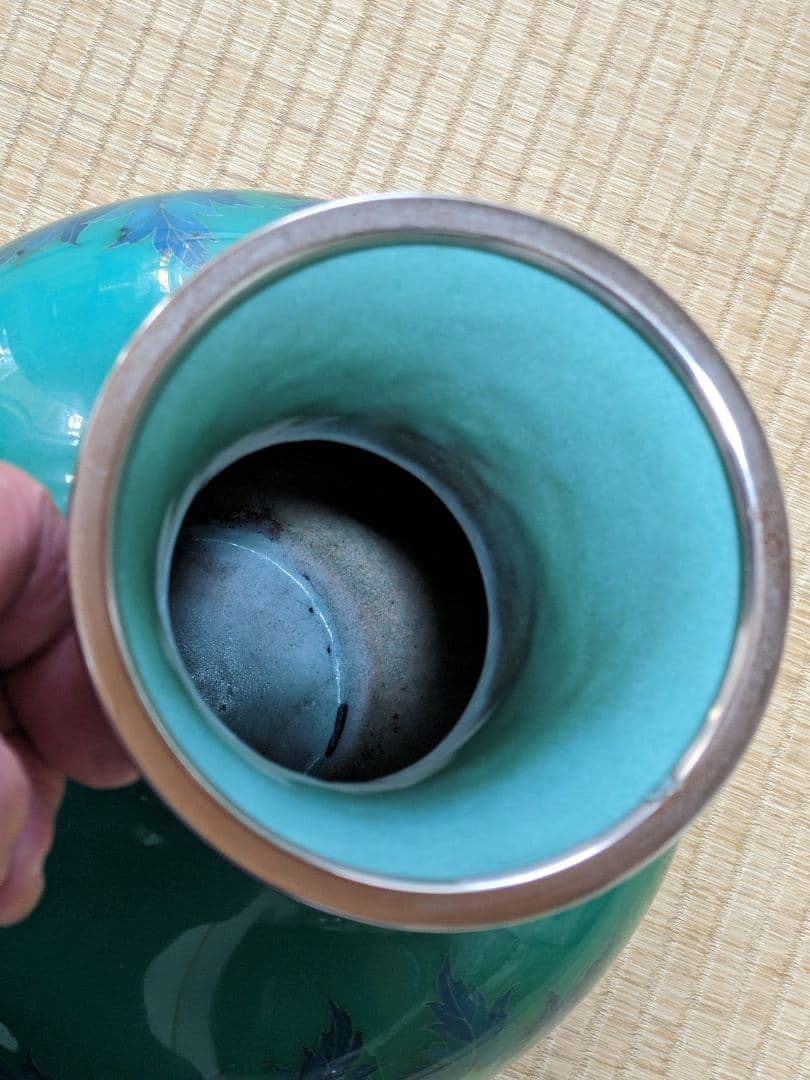 ♢尾張七宝焼 田村七宝 3代田村幸夫造 花文様花瓶 日本工芸会会員 美術