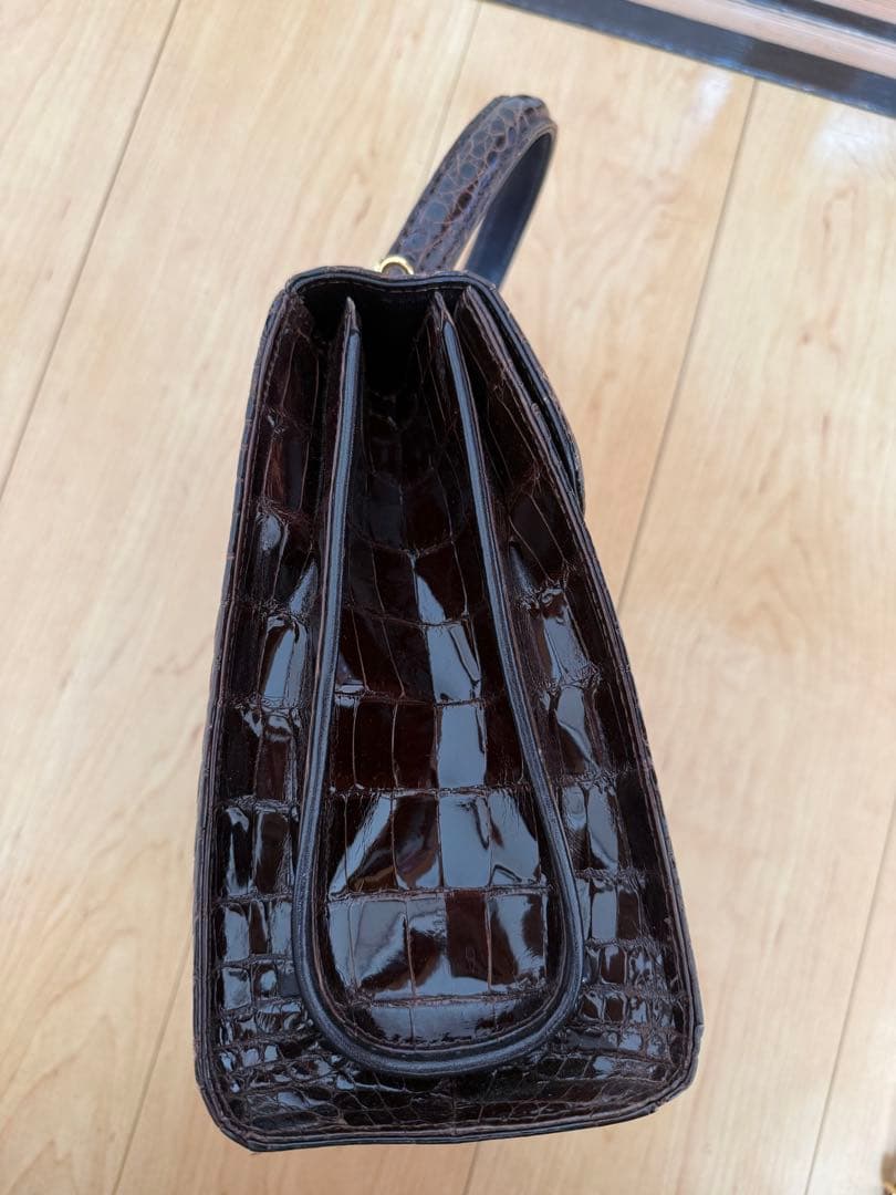 クロコダイルハンドバック　JRA276 ブラウン