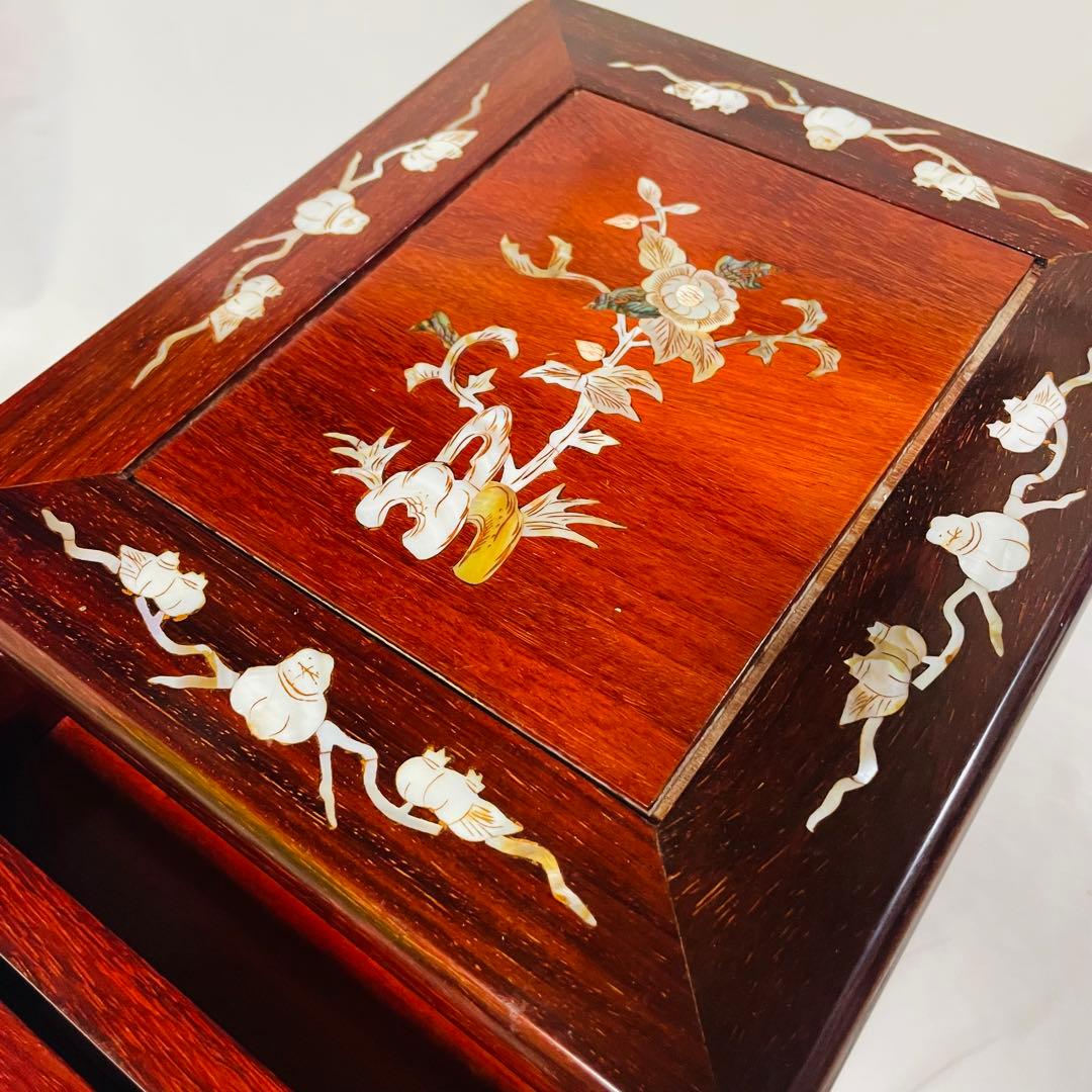 螺鈿家具 螺鈿細工 唐木 引き出し 五段 チェスト