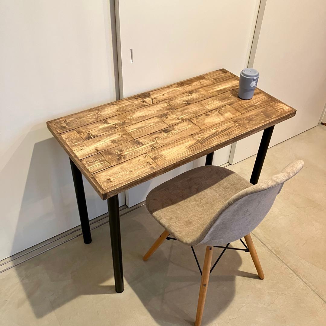 モザイク柄の無垢材テーブル【ハンドメイド家具】