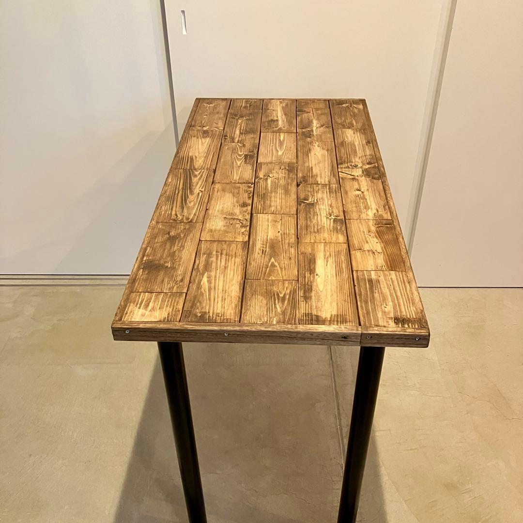 モザイク柄の無垢材テーブル【ハンドメイド家具】