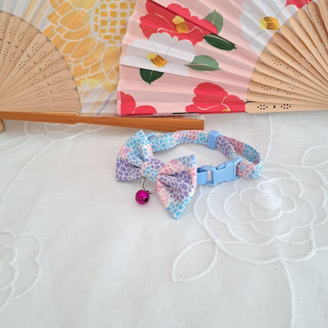 和風つまみ細工付き(赤②)わんちゃん猫ちゃん用襟つき首輪