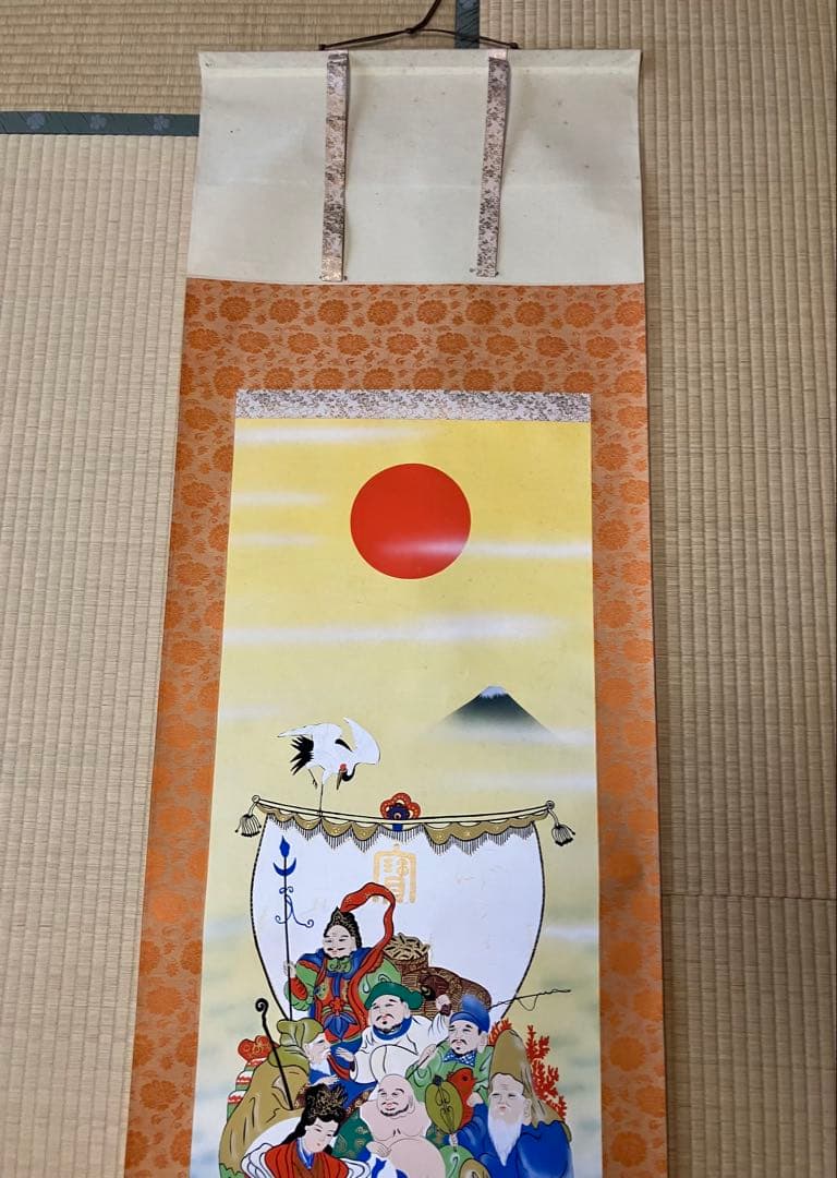 ウォーターライト様専用 佐藤静雲筆 七福神宝船 肉筆絹 本掛軸 共箱