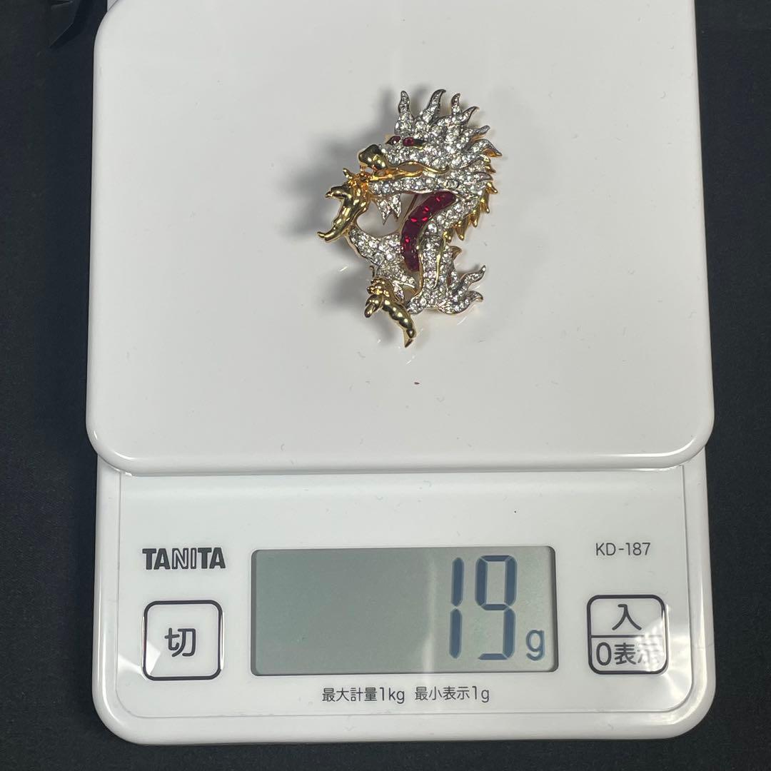 希少 SWAROVSKI スワロフスキー ドラゴン 龍 ブローチ コサージュ