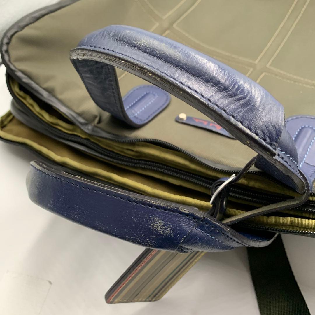 ポールスミス 2WAY ビジネスバッグ カーキ ナイロン レザー A4収納可