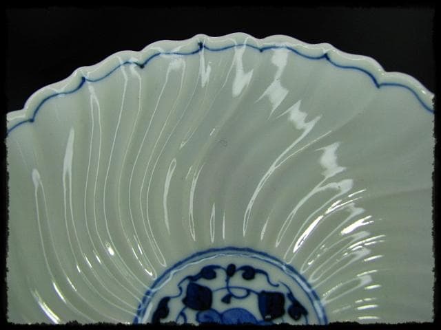 鳳樹軒 高島 文平 染付 稜花 花弁 向付 白磁 茶道具 懐石 器物 d41