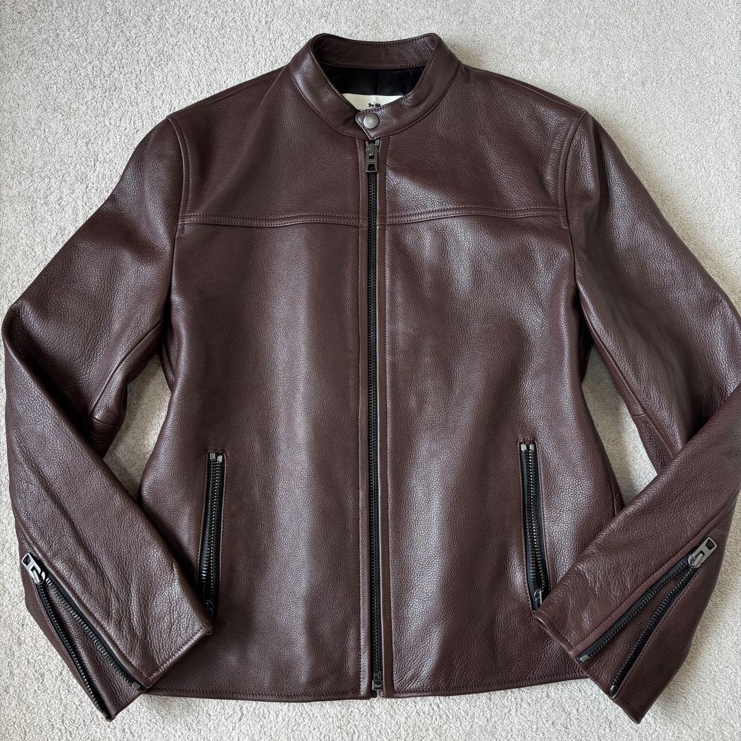 極美品 COACH ライダース シングル レザージャケット ダークブラウン