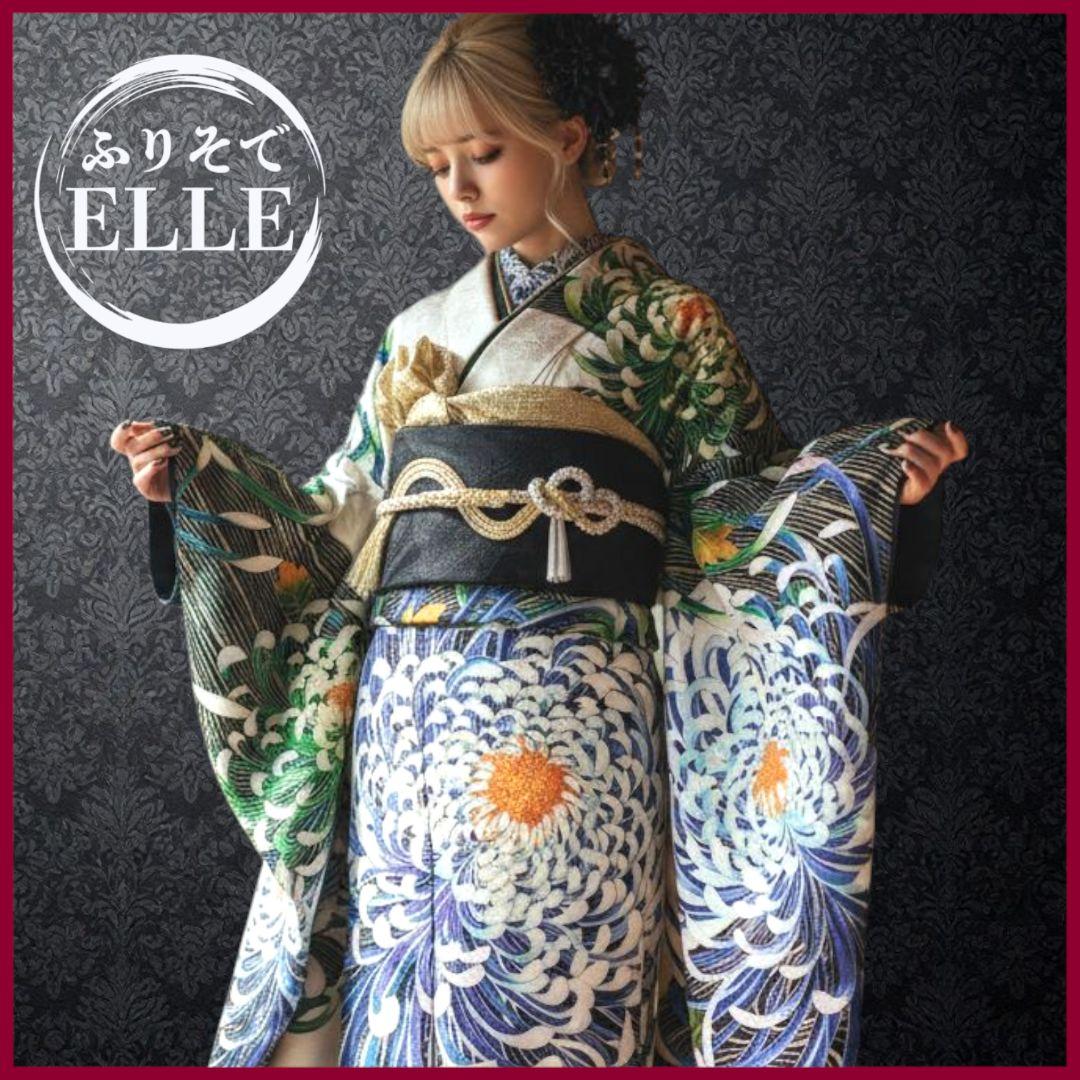 振袖フルセット(7点)・成人式・大輪花模様・金彩加工・金駒刺繍・正絹・逸品 振袖フルセット(7点)・成人式・大輪花模様・金彩加工・宝尽くし・金駒