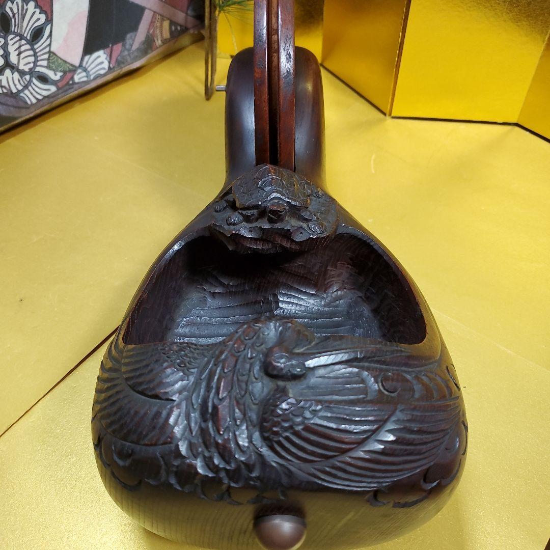 未使用保管品 至宝 東京墨壺 在銘二代目壺豊作 鶴亀木彫 1.3尺 限定