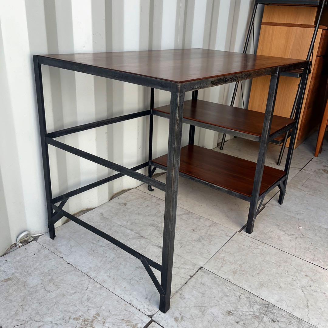 取付無料！ウニコ ランバーミニ アイアンフレーム天然木天板棚付き