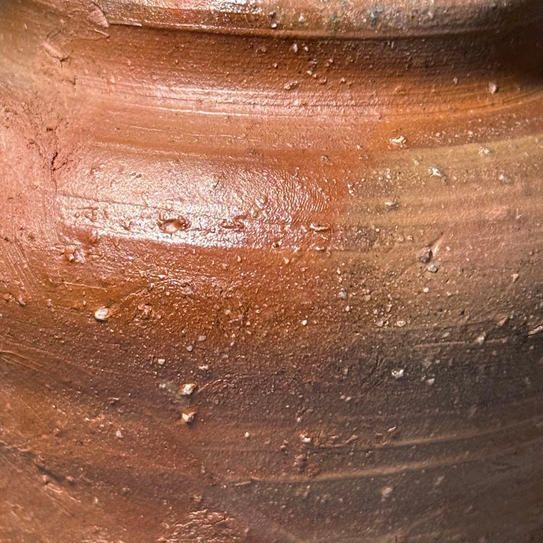 人間国宝　備前焼の巨匠　山本陶秀　「耳付花入」　本人作　共箱　高さ23.5cm