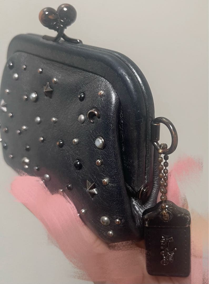 【希少】コーチ パース キスロック 水原希子 スターリべット シルバー