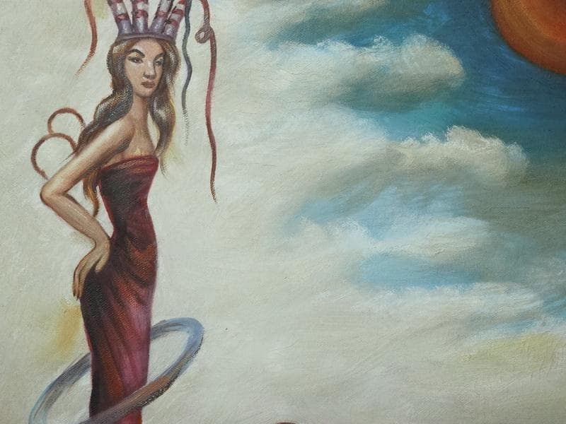 【値下げ】 人物画　油絵　金子国義　F6　額付き　手描き　肉筆