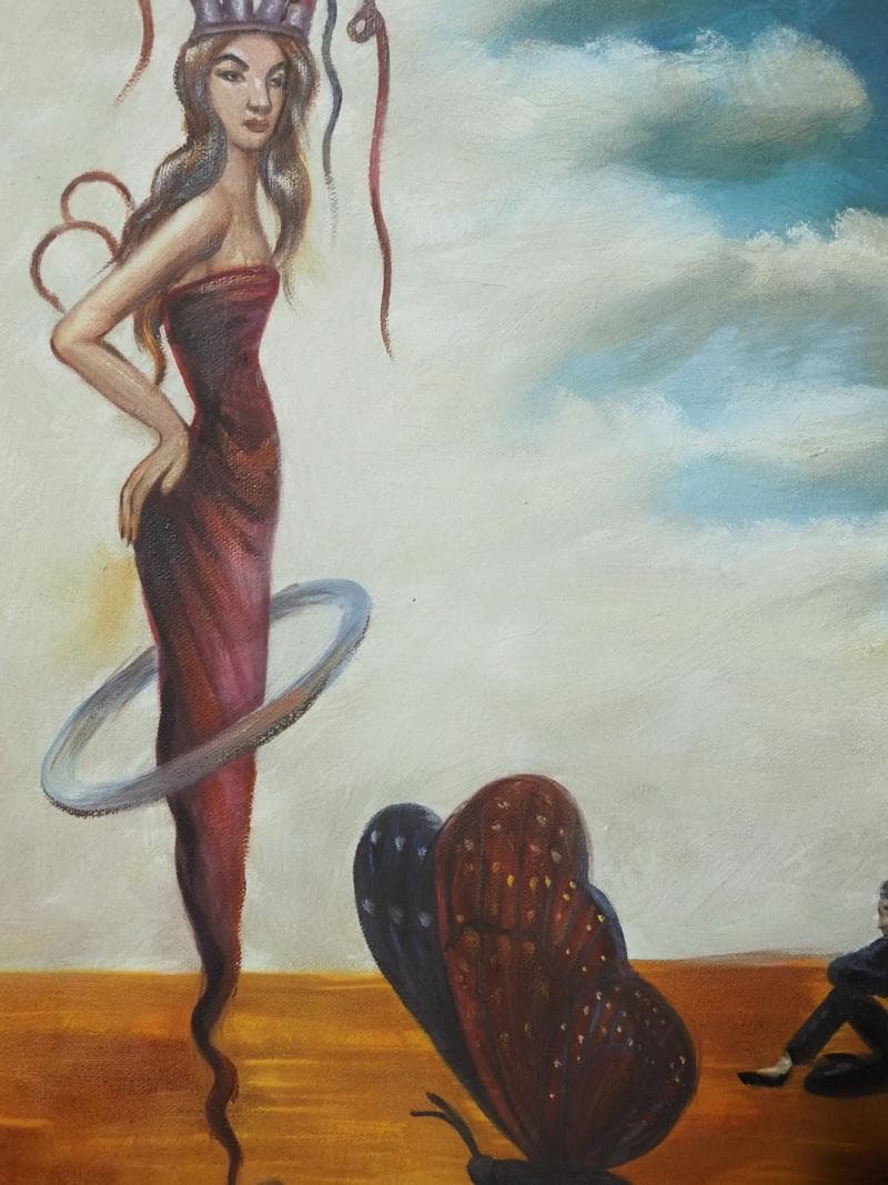 【値下げ】 人物画　油絵　金子国義　F6　額付き　手描き　肉筆