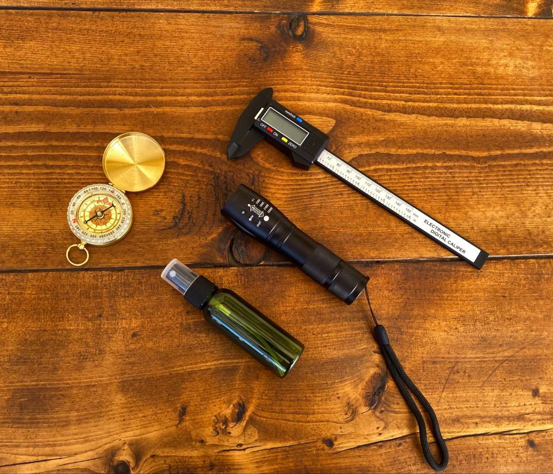 クワガタ採集セット オリジナル掻き出し棒 デジタルノギス 採集ケース