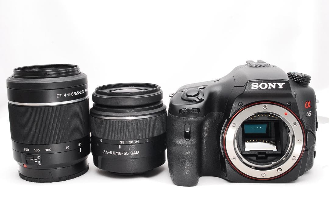 撮影枚数新品級♥ SONY ソニー α65 ♥スマホ転送♥ダブルレンズ