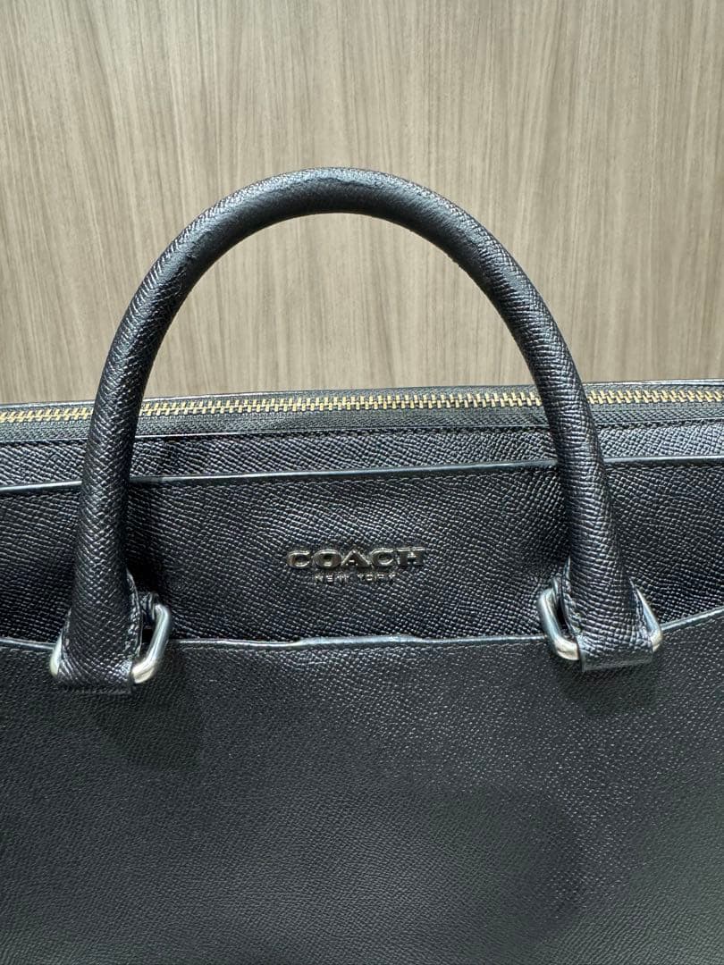 COACHブラックレザービジネスバッグ 黒
