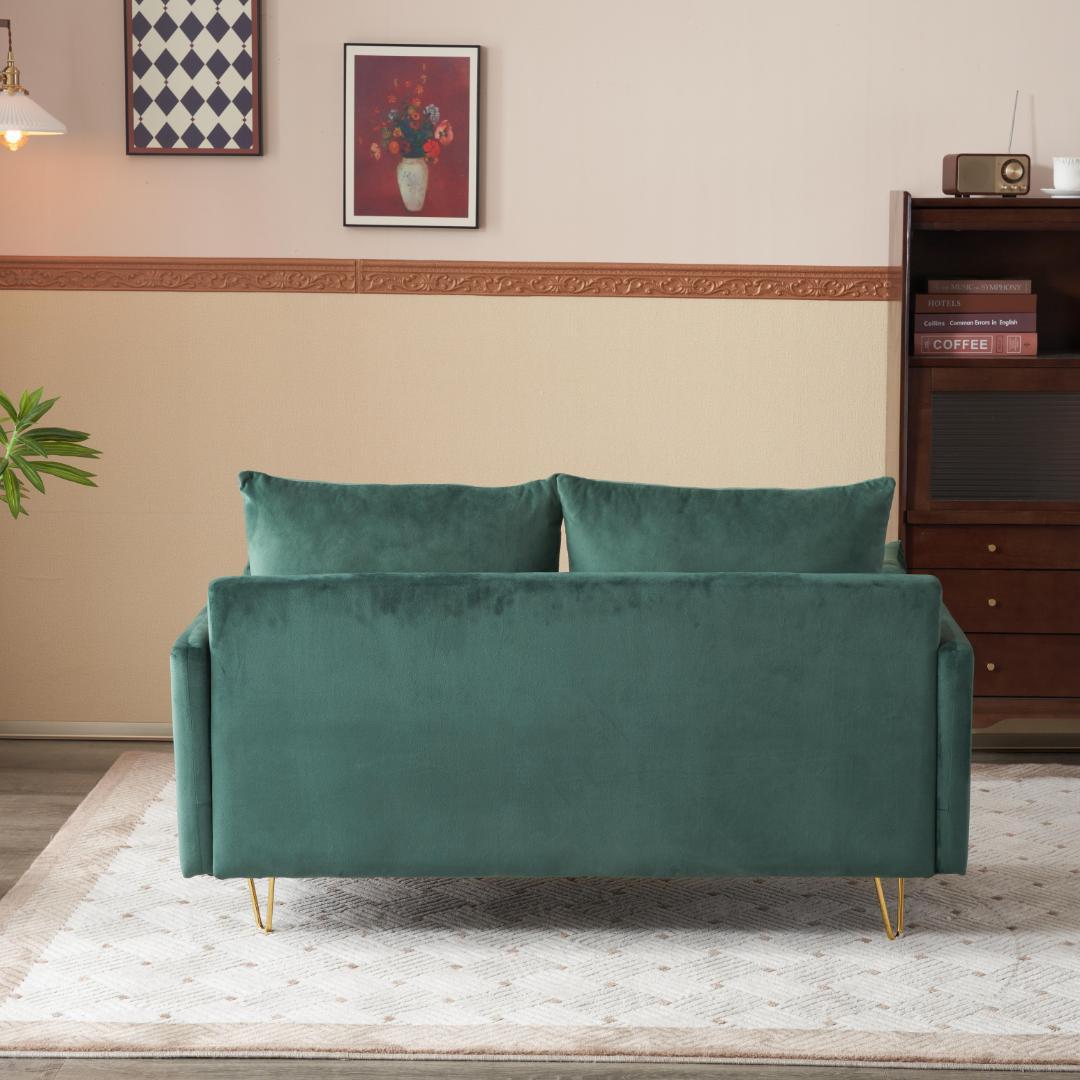 ソファー2人掛けソファ収納付きクッション4個付き金属脚付きカウチソファ