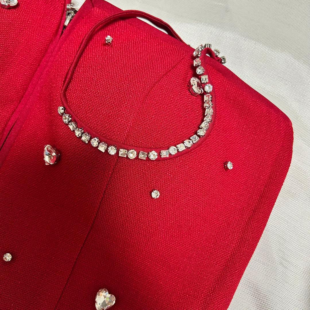 16日取り置き専用　robe de fleurs ビジュー装飾ミニドレス