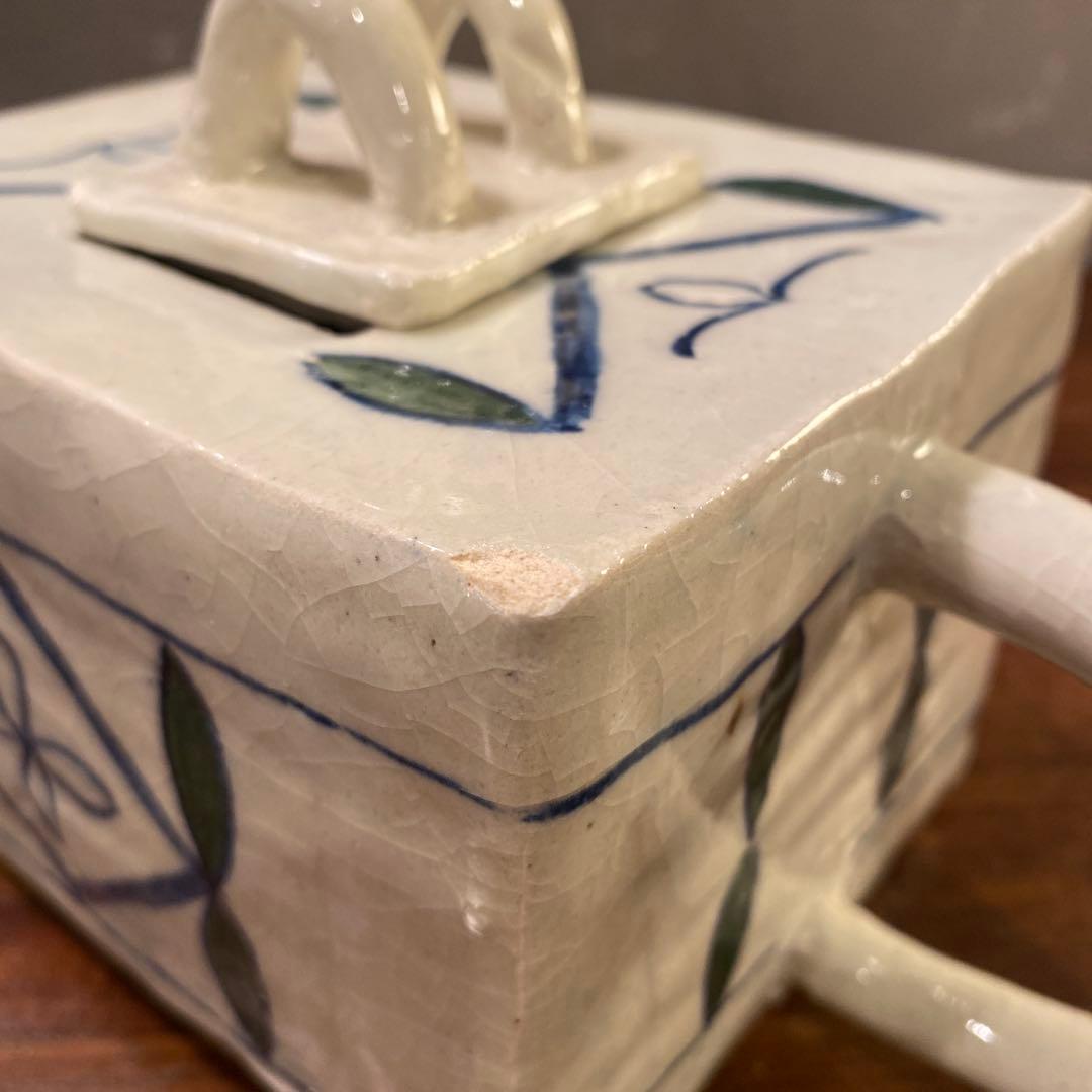 骨董品 水差し 水柱 焼き物 花柄 ヴィンテージ インテリア