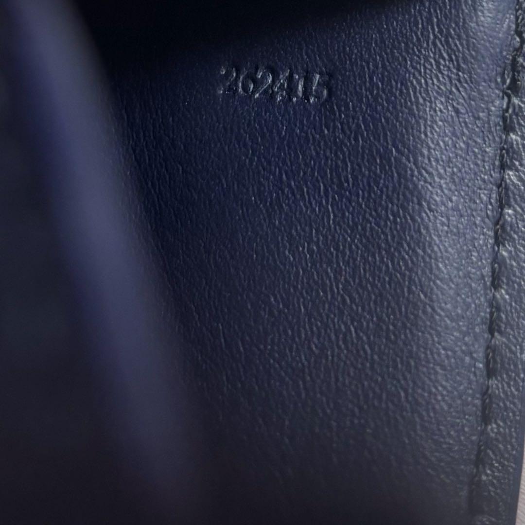 ロエベ 三つ折り財布 ネイビー 美品 箱 保証書付 正規品